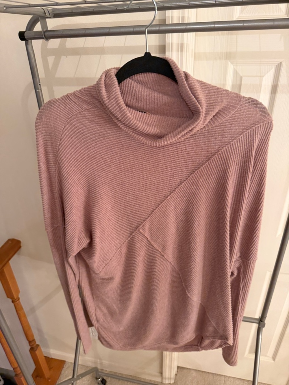 T by Alexander Wang Dusty Rose Ribbed Cowl Neck Sweater